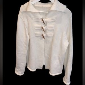 Haiku Cardigan Sweater Women's Large Toggle Buttons Chunky Knit‎ Ivory